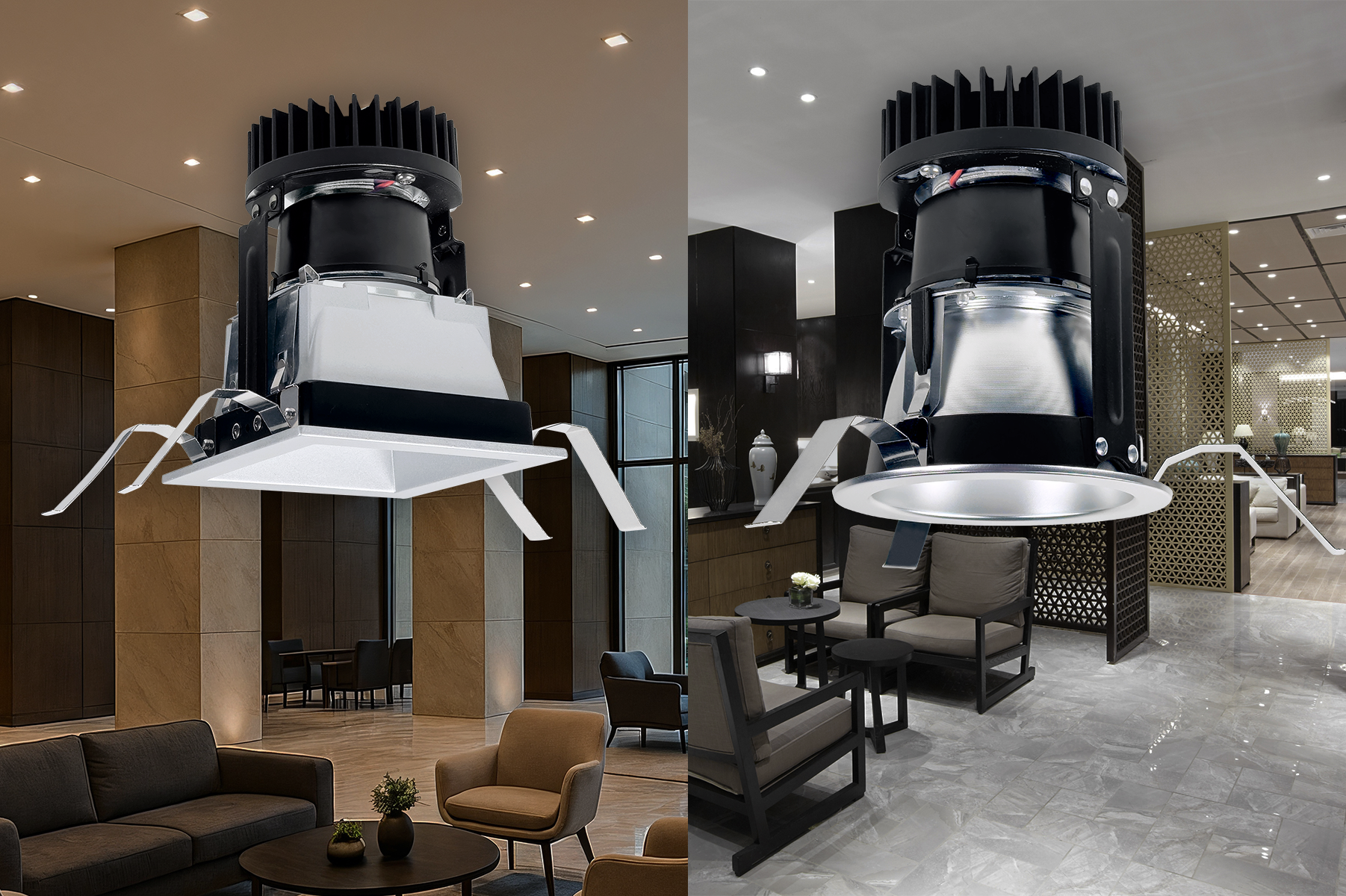 round and square downlights 